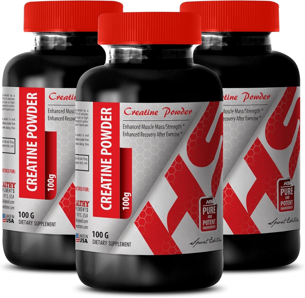 Body Builder miehille - CREATINE Powder 100G - Creatiini Bulk - 3 pullo (Powder)