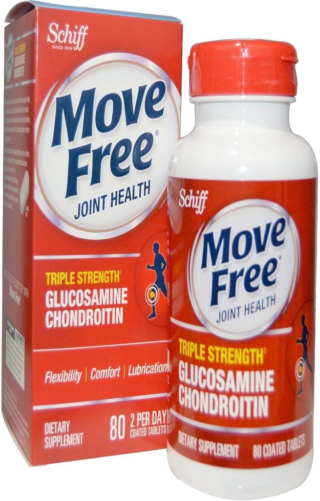Schiff Move Free Advanced , Triple Strength Plus MSM & Vitamiini D3, 80 päällystettyä tablettia