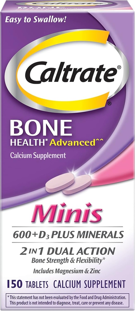 Caltrate Caltrate Calcium & Vitamiini D3 Supplement Plus Minerals Minitabletit, 150 ea (pakkaus 4)
