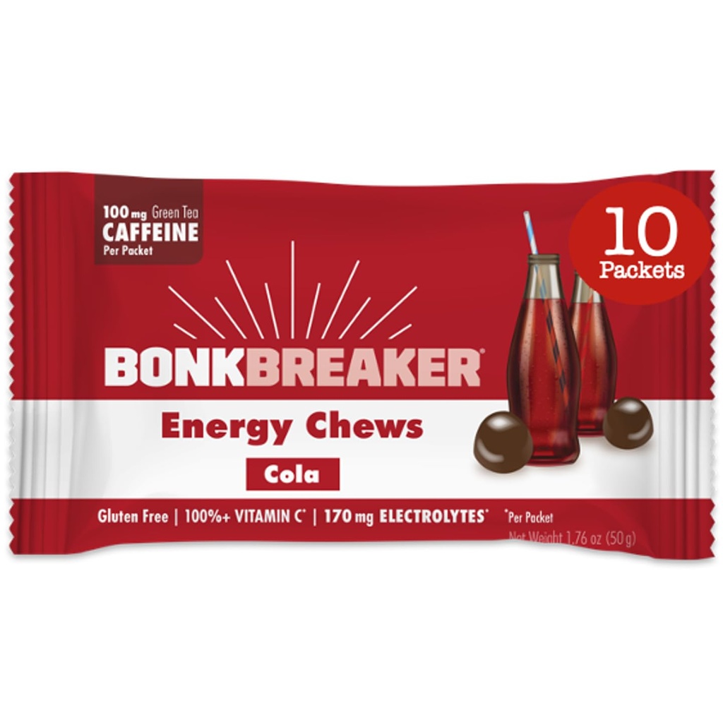 Bonk Breaker Energy Chews, Dairy-free, Gluteenittomat ainesosat tarjota nopeasti energiaa ja keskittyä, 1 laatikko 10 Packets, Cola