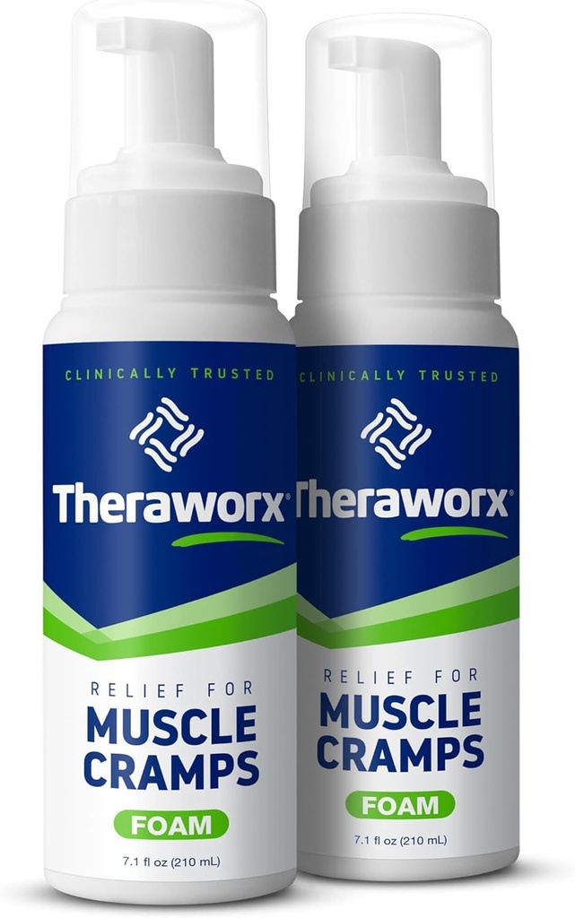 Theraworx Relief för muskelkramper skum snabbverkande muskelspasm, ben ömhet med magnesiumsulfat - 7,1 oz - 2 greve