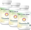 Bernard Jensenin Dr. Clark Store B1-vitamiini Thiamiini 500 mg täydennysosa - Thiamiini B1-lisä tervettä hermostoa ja energiaa aineenvaihdunta, gluteeniton, maitotuotteeton - 100 liivate kapselia 3Pack
