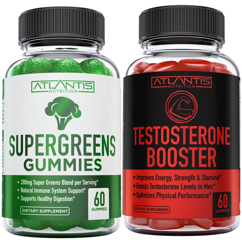 Atlantis Nutrition Supergreens 60 Gummies + Testosteroni Booster 2-Pack (120 Gummies)