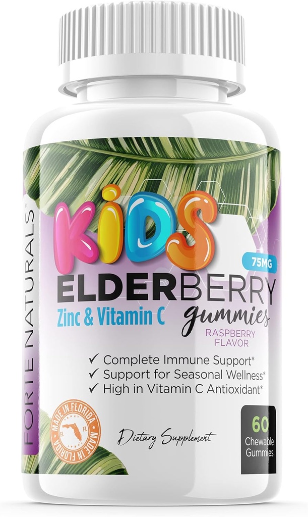 Lapset Elderberry Gummies + C-vitamiini + Echinacea & Bee Propolis Children