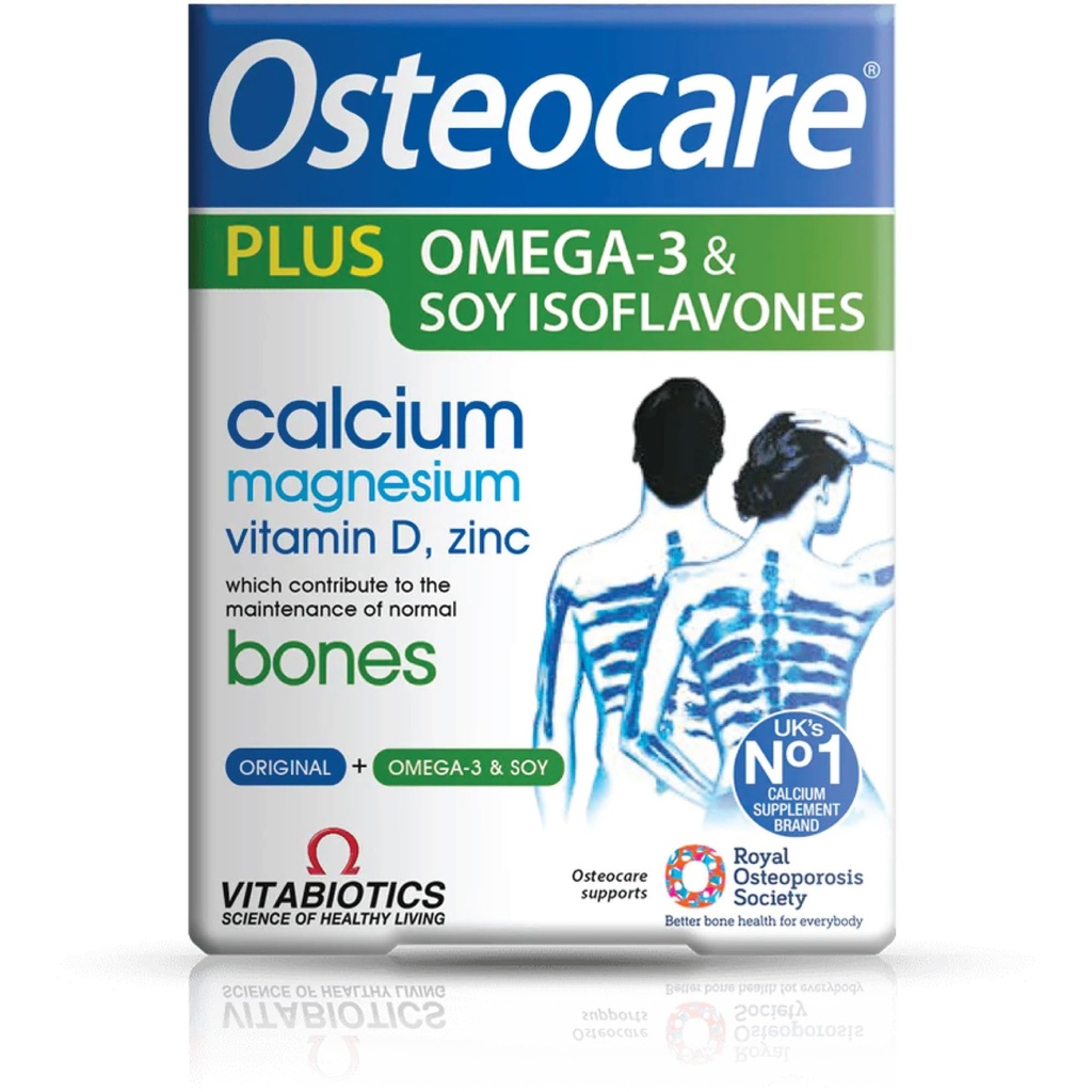 Vitalibiootit Osteocare Plus 2-in-1 Formula - Calcium 800mg D3-vitamiinilla, magnesiumilla, sinkkillä ja Omega-3 ...