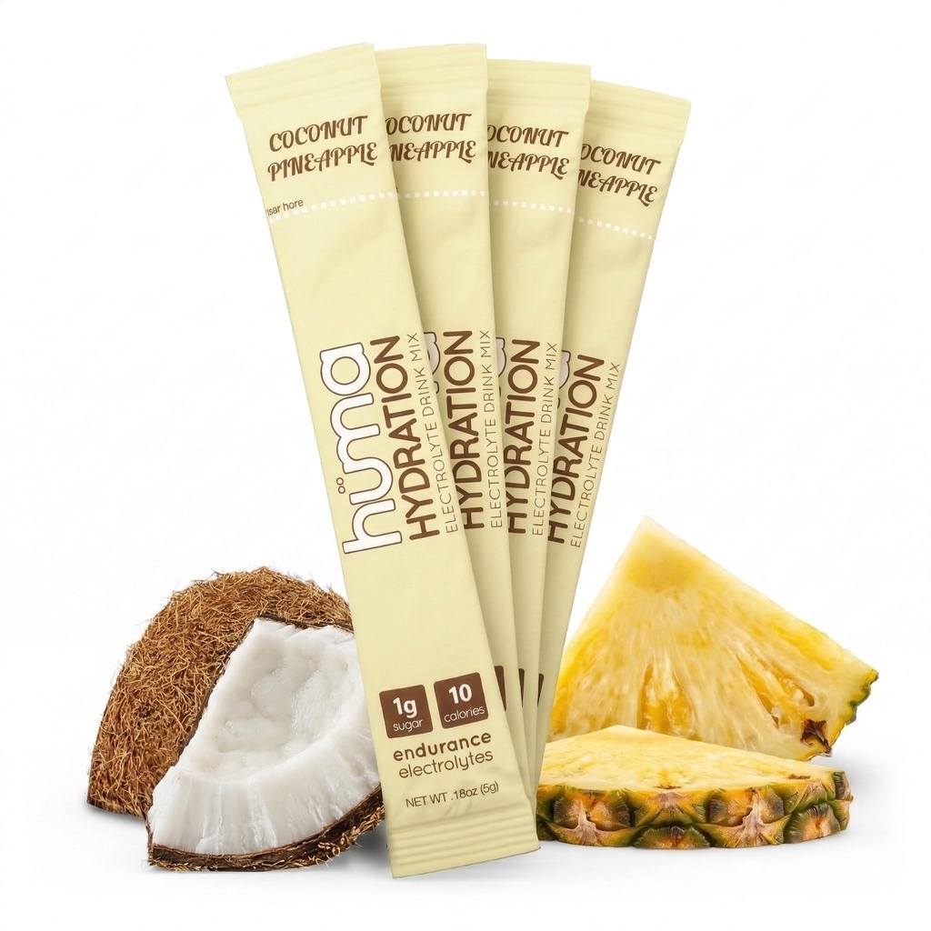 HUMA CHIA Hydration Drink Mix, Coconut Pineapple 30 Packets - Low Calorie, High Electrolyte Powder för sport och träning - 100% naturlig, 1g Sugar, 10 Cal