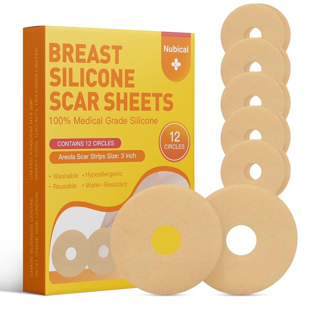 Silicone Scar Sheets Rintojen 12 Pack - Medical Scar Removal Sheets - Silicone Sheet Rintojen Post Surgery Supplies arpien hoitoon - Areola Gel Circles (3 IN)