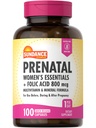 Sundance Prenatal Multivitamin | med Folic Acid | 100 Quick Release Capsules | 800 mcg | Non-GMO, Gluten Free Supplement för kvinnor