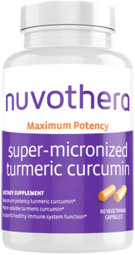 Nuvothera Super-Micronized Turmeric Curcumin kapselit 1-kuukautinen toimitus Nopea imeytyminen, koko juuri, ei-GMO, tukee niveliä, ihoa, Gut Health & antioksidantteja (60 kapselia)
