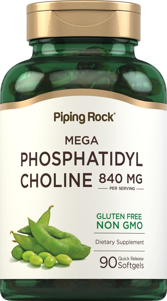 Piping Rock Phosphatidyl Choline Supplement | 840mg | 90 Softgels | från Soy Lecithin | Non-GMO, Gluten Free
