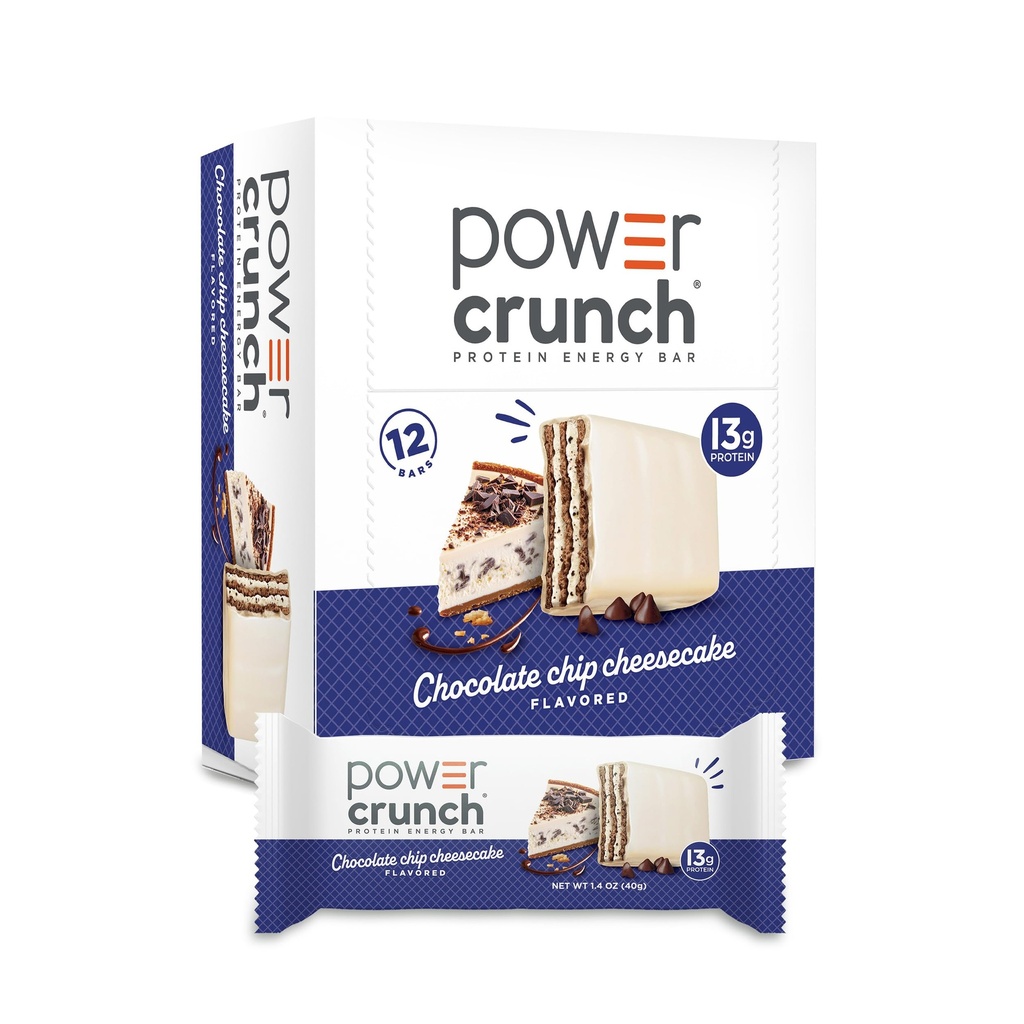 Power Crunch Protein Wafer Bars, High Protein Snacks med läckra smak, Chocolate Chip Cheesecake, 1.4 Ounce (12 greve)