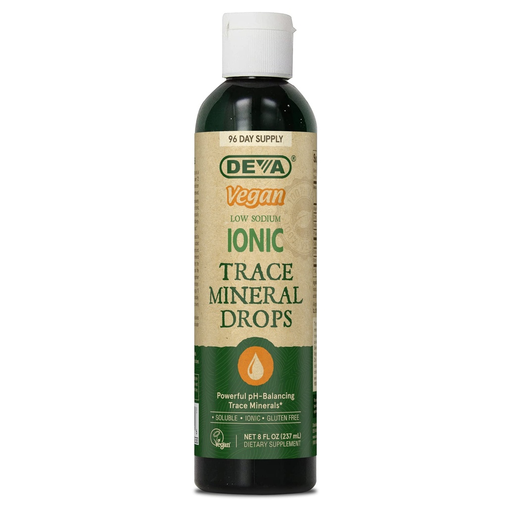 DEVA Vegan Ionic Trace Mineral Drops, Alhainen natrium, pH tasapainotin, 96-päivä Supply, 8 Fl Oz
