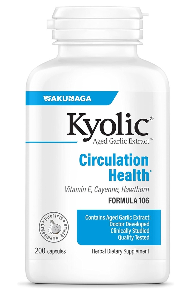 Kyolic Aged valkosipuliuute Formula 106, Kiertoterveys