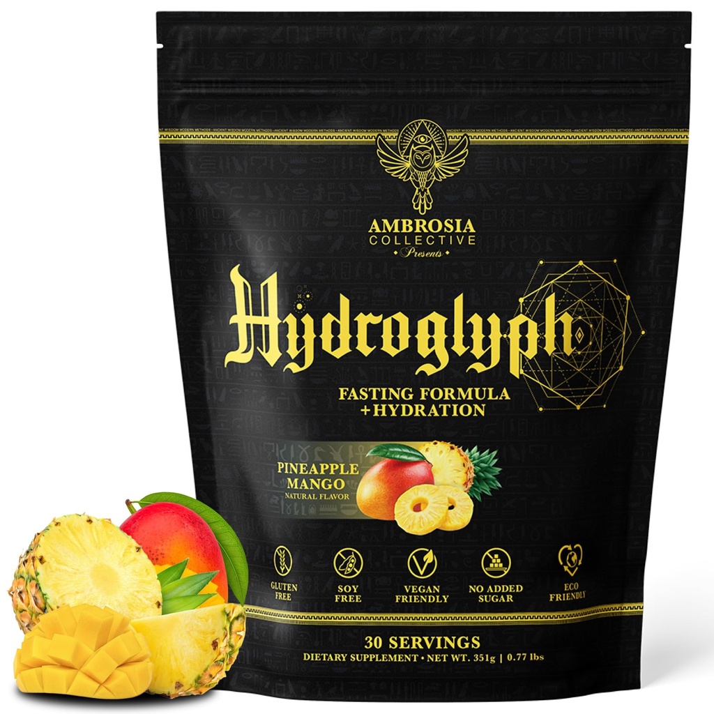 Ambrosia Hydroglyph Intraworkout Formula w/BCAA + EAA + Elektrolyytit Hydraation Powder suojaa Lean Lihas, 0g Sokerin Fasting Hydration Drink Mix, Made w/Coconut Water (Pineapple Mango)