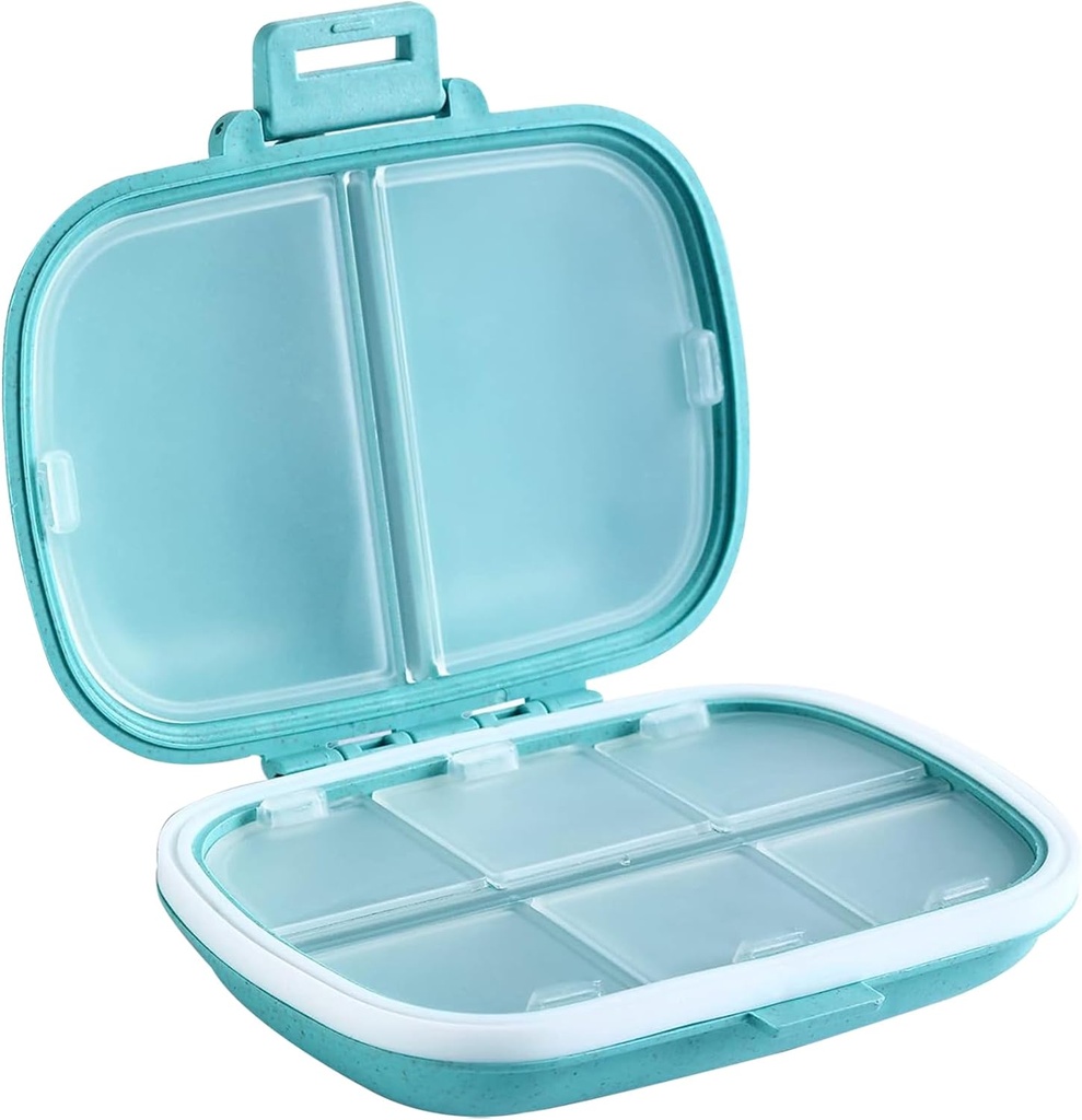 Holii Travel Pill Organizer, 8 Osat Kannettava pilleri tapauksessa, Päivittäinen pilleri laatikko pitää vitamiinit, Pieni pilleri säiliö taskulaukku lääketieteen Järjestäjä(sininen)