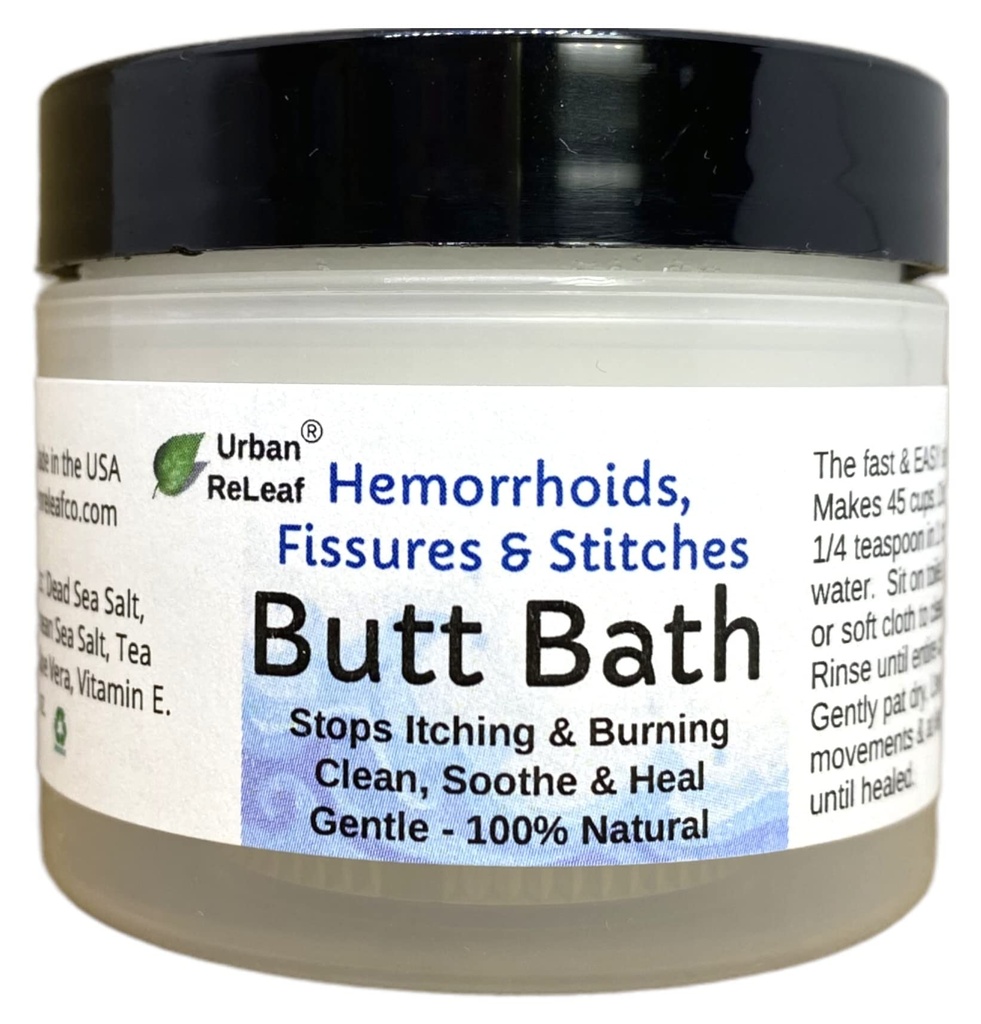 Urban Releaf Butt Bath! Peräpukamat, kissot ja ompeleet. Auttaa kutinaa ja polttamista. Puhdasta, rauhoittavaa ja rauhallista. Easy Sitz Bath! Nopea helpotus! Hellästi merisuolaa. Hellävarainen, tehokas, 100% luonnollinen