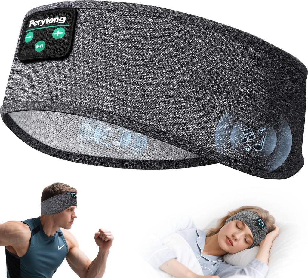 Perytong Sleep kuulokkeet, Bluetooth Sports Headband kuulokkeet Ultra-Thin HD stereo kaiuttimet Täydellinen nukkumiseen, Työ, Jooga, Unettomuus, Lentomatkustaminen, Meditaatio