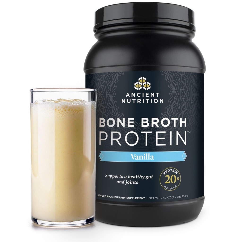 Antiikin ravitsemus Grass Fed, Bone Broth Protein Powder, 20g Protein, Hydrolysed Collagen Peptides, Keto & Paleo Friendly, Tuet Joint, Gut Health, Vanilla, 40 Tarjoilua