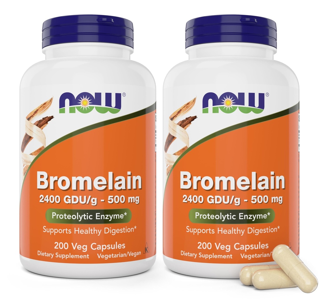 Nu Bromelain 500 mg, 200 Veg Capsules (Pack of 2) Supplement - Non-GMO, Vegan 500mg Caps