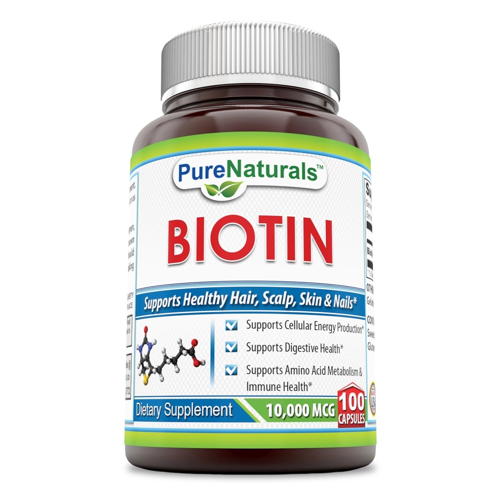 Rena natur Biotin 10 000 Mcg, 100 kapslar - stöder hälsosam hud och hår - främjar övergripande god hälsa