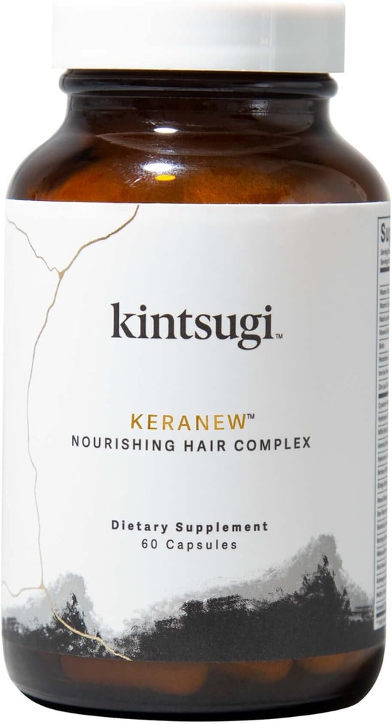 Kintsugi KeraNew Nourishing Hair Complex- hjälper till att bekämpa tecken på åldrande hår, komplement för starka, voluminösa strängar - stöder hälsosamt, fullständigare tittar hår w / Keratin, Collagen och Biotin (60 kapslar)