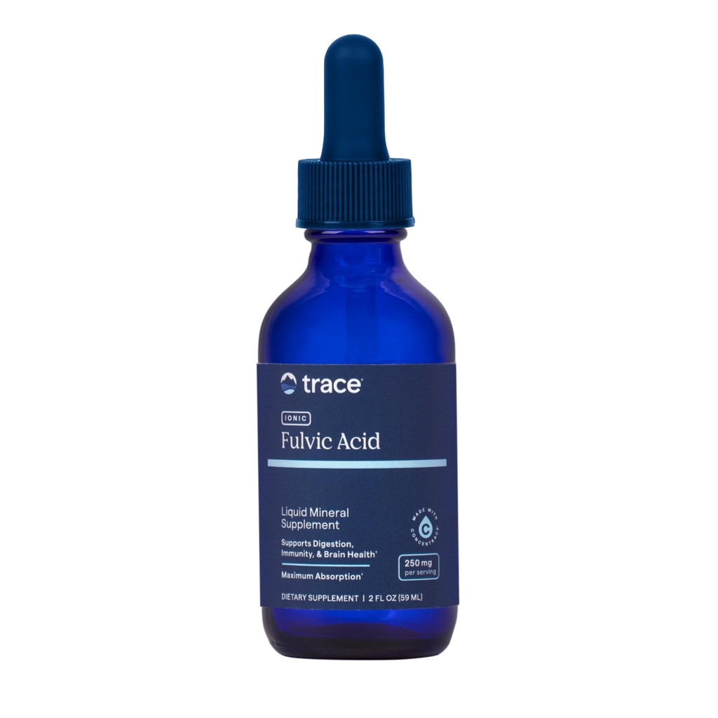 Trace Minerals Ionic Fulvic Acid 250mg - Essential Mineral Supplement to Support Hydration & Energy Production - Aids Lihaksen kestävyyttä - Nestemäinen täydentää terveellistä ruokavaliota - 2 fl oz (59 tarjoilua)