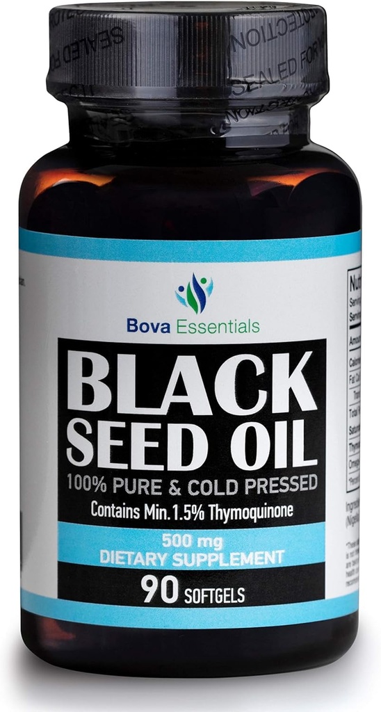 HalalEveryDay Organic Black Seed Oil - USDA Certified Cold Pressed Glass Bottle Yli 1,5% Thymokinoni 3X vahvuus Turkin musta Cumin Nigella Sativa ei-GMO 100% puhdas Mustasiemenöljy (Capsules)