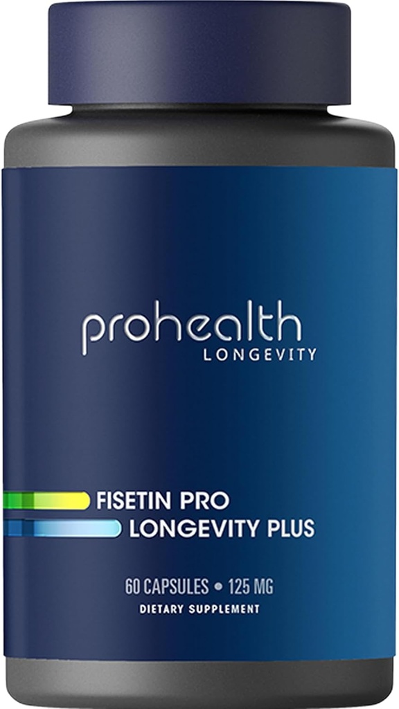 ProHealth Fisetin Lisäravinteet 15X Parempi imeytyminen Polyfenoli Blend + MCT Oil. 3rd Party testattu Pure. USA valmistettu. Tehokas antioksidantti + senolyyttinen. Fisetin Supplement 125 mg X 60 tarjoilua