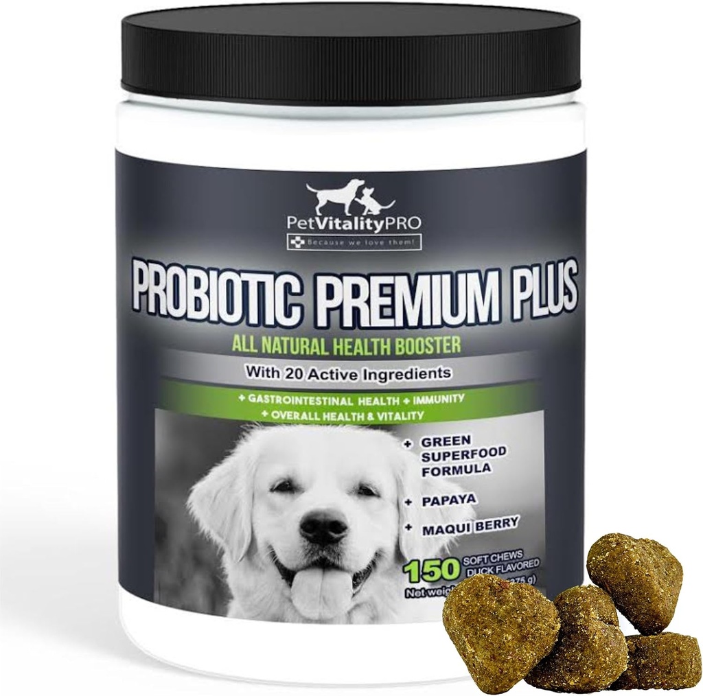 Probiootit koirille, joilla on luonnollinen digestiivinen Entsyymit ● 4 Bill PMY/2 pehmeät purukumia ● Koiran ripuli vatsavaivat Yast Gas Huono hengitys Immuniteetti allergiat ihon kutina Hot Spots ● 150 Count