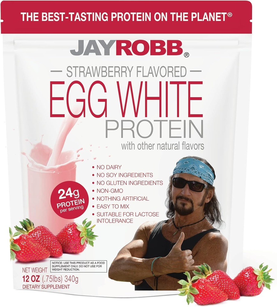 Jay Robb - Egg White Protein Powder, Hurjan herkullinen, Mansikka, 10 Tarjoilua (12 oz)