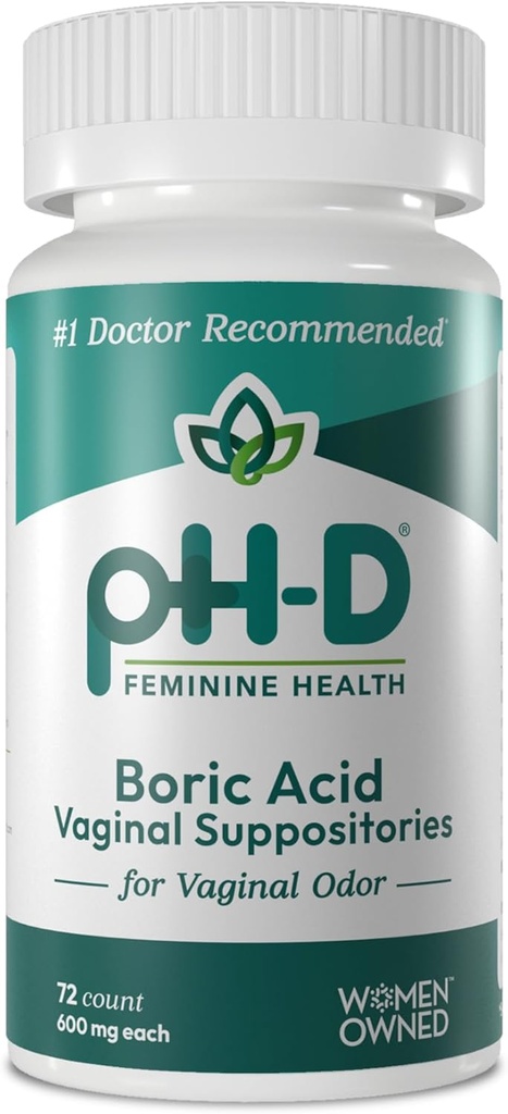 pH-D Feminine Health - 600 mg Boric Acid Suppositories - nainen omistettu - emättimen Odor käyttö - 72