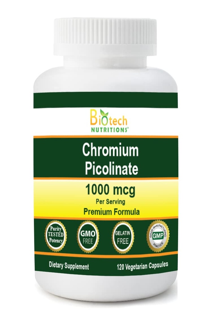 Kromipikolinaatti 1000 MCG Tarjoilu 120 kasvikapselia