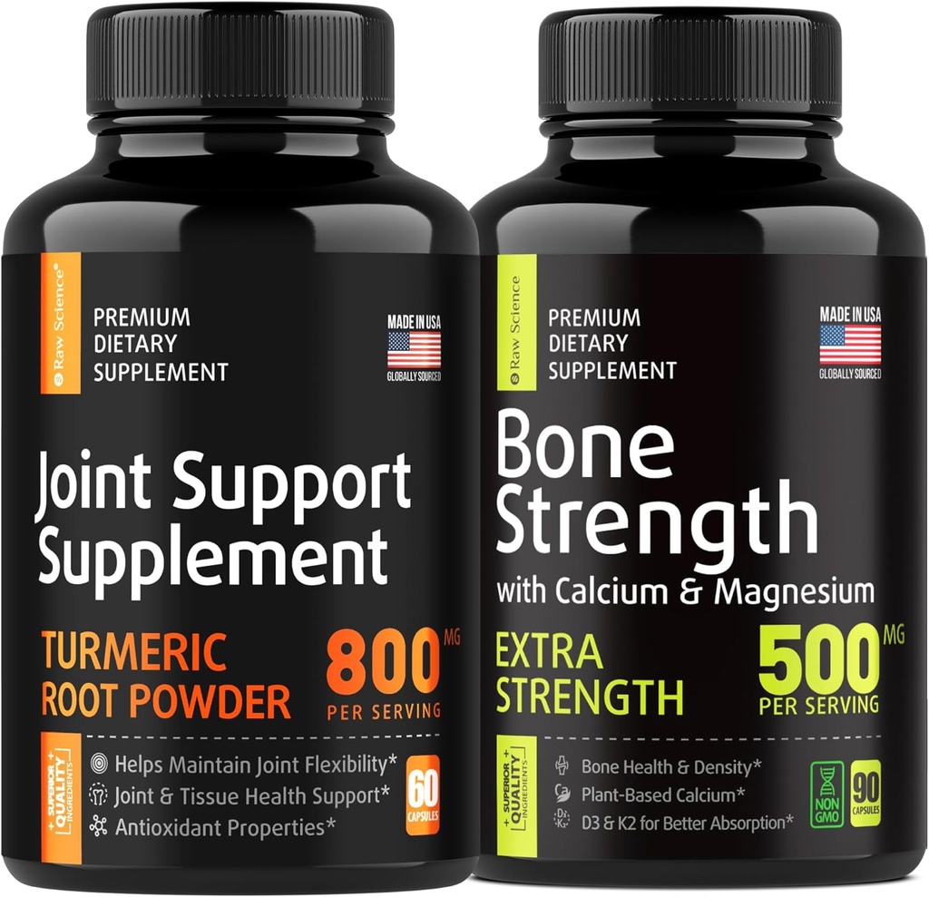 Luun ja nivelten linnoitus - Joint & Polven tuki täydentää, Bone Strength Lisäravinteet - Turmeerinen Glukosamiini Chondroitin MSM 800mg 60kpl ja kalsium Supplement 500mg 90kpl