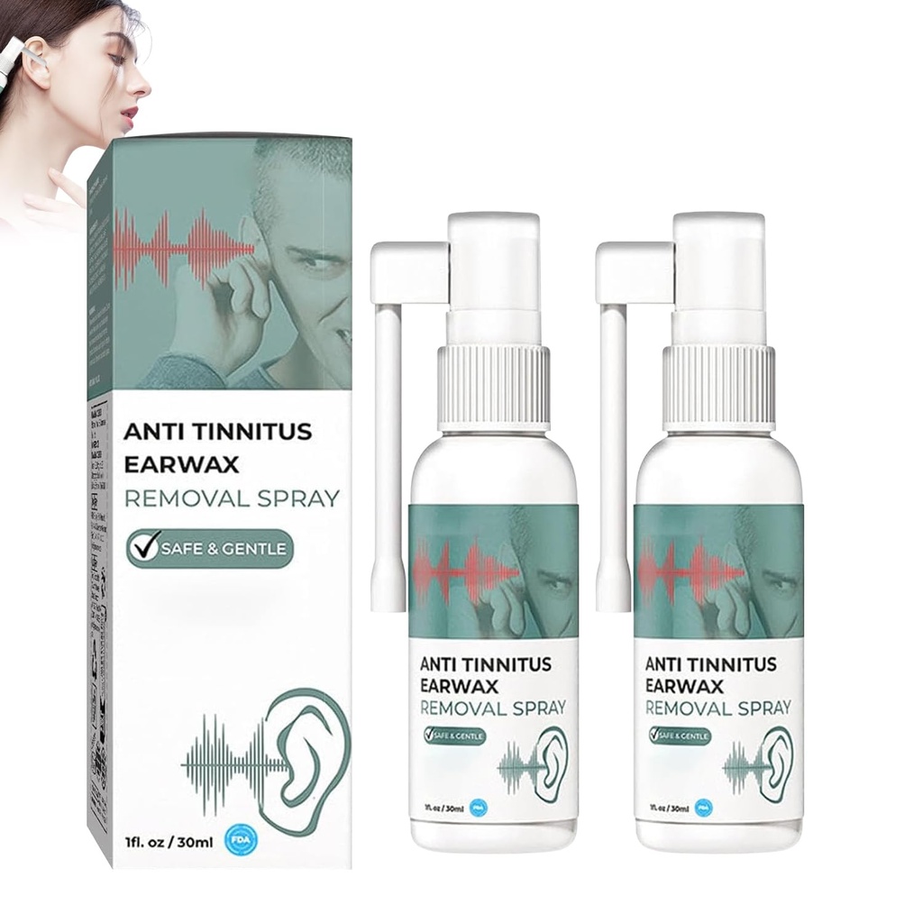 Kuulon palautuminen Spray, Anti tinnitus korvavaha poisto spray, korvavahan puhdistus spray, tinnitus spray korva (2PCS)
