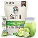 Salud 2-in-1 Hydration Packets + Immuniteetti Elektrolyyttejä Powder, Cucumber Lime - Agua Fresca Drink Mix, Elderberry, Dairy & Soy Free, Ei-GMO, Gluteenittomat, Vegan, Low Calorie, 1g sokeria (15 tarjoilua)