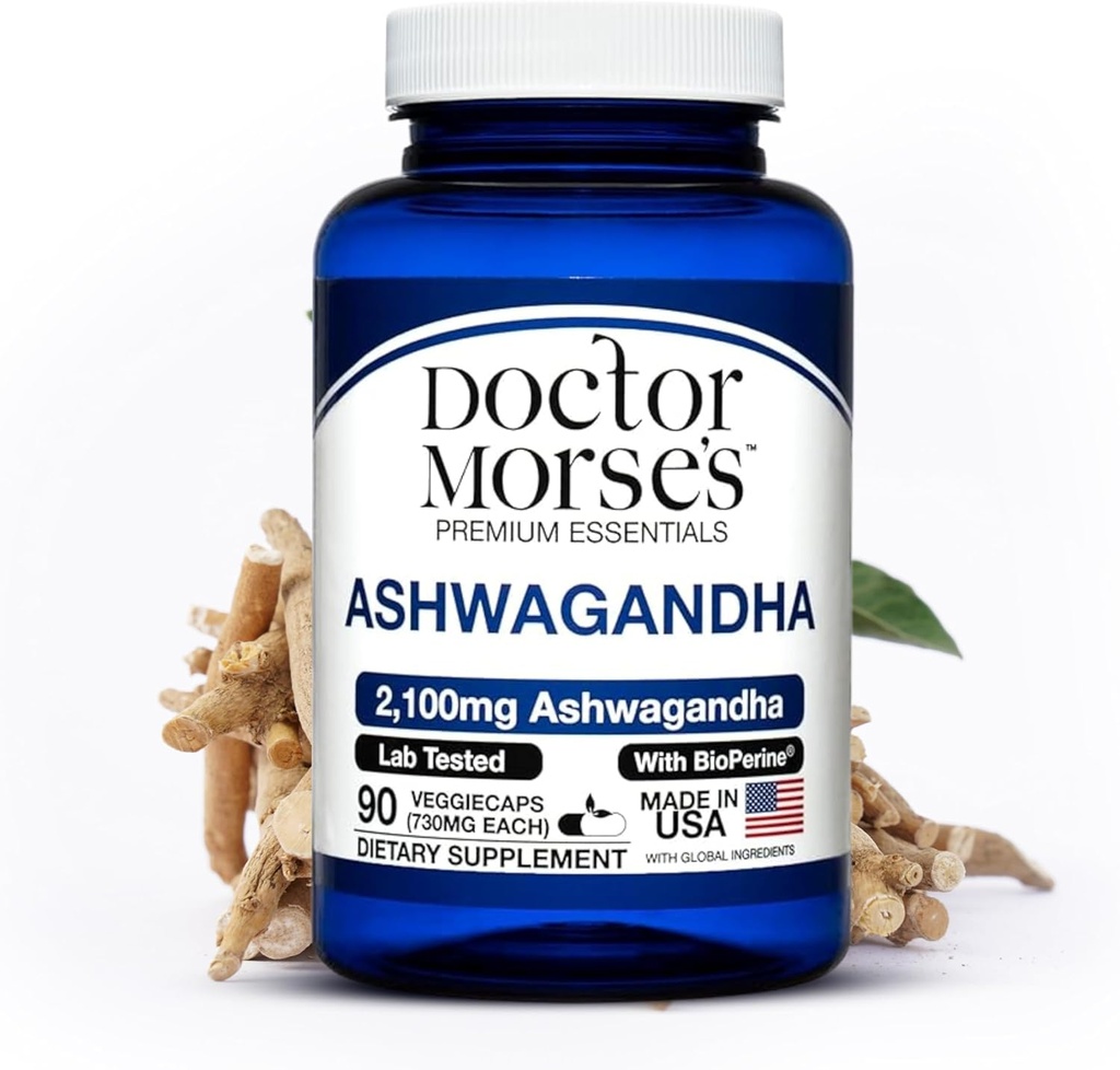 Ashwagandha 2100mg Supplement, Pure Ashwagandha Powder och Root Extract, Bioperine Black Pepper, Made in FDA-Registered, NSF-Certified Facility, stöder hälsosam stressnivåer, 90 kapslar