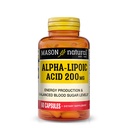 MASON NATURAL Alpha Lipoic Acid 200 mg, tukee energian tuotantoa, ravintolisä, 60 kapselia