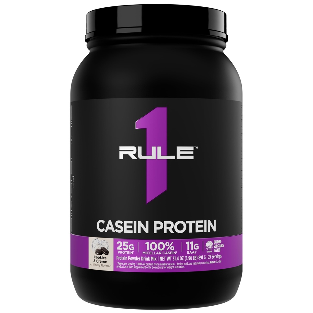 Sääntö 1 Kaseiiniproteiini - 25g Proteiinia ja 11g EAA:ta Hitaasti vapautuvasta Micellar Caseinista Yön yli -hyödyntämistä varten ja jatkuva toimitus aterioiden välillä (2 puntaa*, evästeet & Creme)