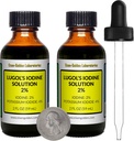 Lugols jod / 2% Lösning / 4 Oz i två Amber Glasflaskor / Free Droppers / USA