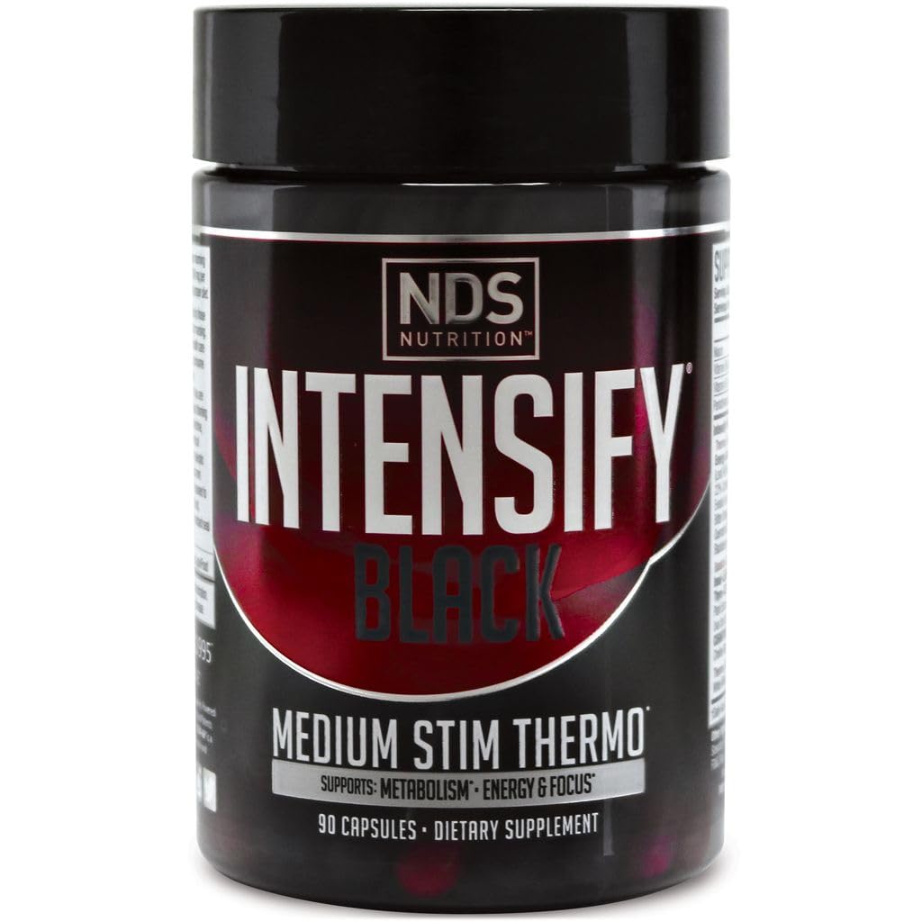 Intensifiera NDS Nutrition Black - Thermogen Blend med Advantra Z för fett och vattenförlust - Öka metabolism, bränna kalorier, Hjälp Suppress Appetite - Förbättra kroppston, muskeldefinition - 90 kapslar