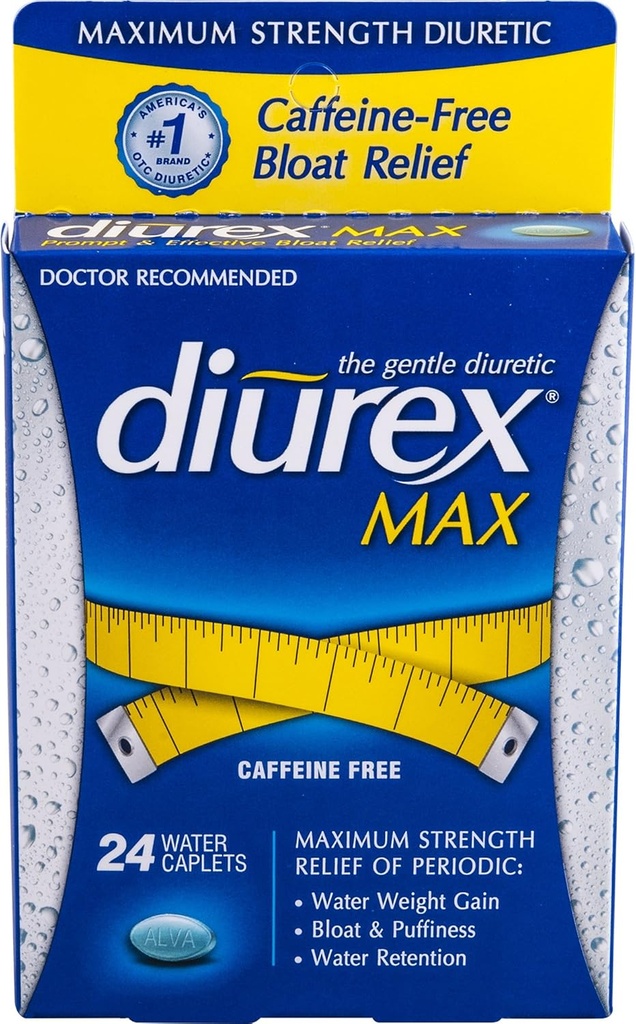 Diurex Max Water Caplets Koffeinfri - 24 Caplets, Pack 2
