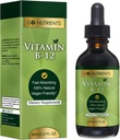 Go Nutrients Vitamin B12 Sublingual Methylcobalamin - B-12 flytande droppar 3000mcg, organisk hallon smak, Vegan - Stöder energi, Nerve Health & Red Blood Cell Formation - 2oz (48 portioner)