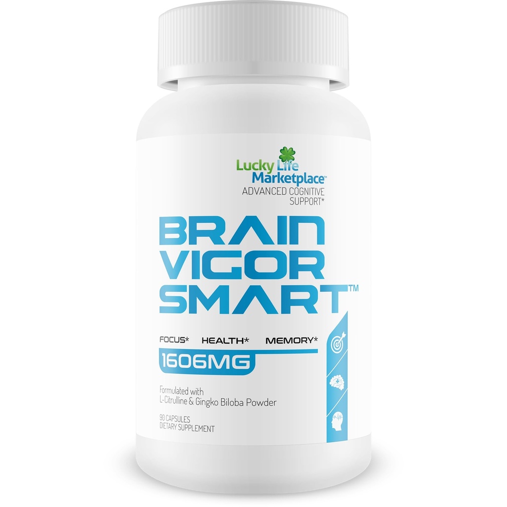 Brain Vigor Smart Brain Booster - Extra Strength Support for Focus, Health, and Memory - Parannettu Formula Made with Lion's Mane Mushroom & Ginkgo Biloba - Paras aivot Vigor Smart Pills