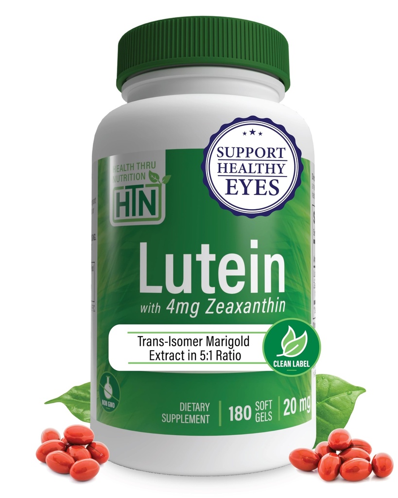 Lutein 20mg Zeaksantiini 4 mg 180 Softgels ... All-Trans Marigold Extract in Nature Identical 5:1 Suhde ... tukee tervettä silmää, ihoa ja aivoja...
