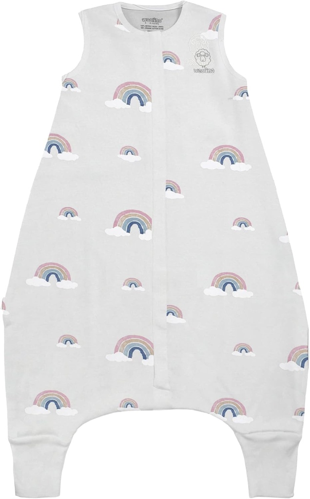 Woolino 4 Season Baby Sleep Bag jalat, Merino Wool ja Luomu Cotton Walker Sack, Toddler Sleep Bag, 18-36m, Sateenkaari