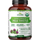 Zazzee USDA Organic Milk Thistle 50:1 uute, 80% Silymarin Flavonoids, 200 vegan kapselia, 6+ kuukauden tarjonta, Silybum Marianum, maksan tuki & detox tuki, luomu Kaikki luonnolliset, ei-GMO, valmistettu USA