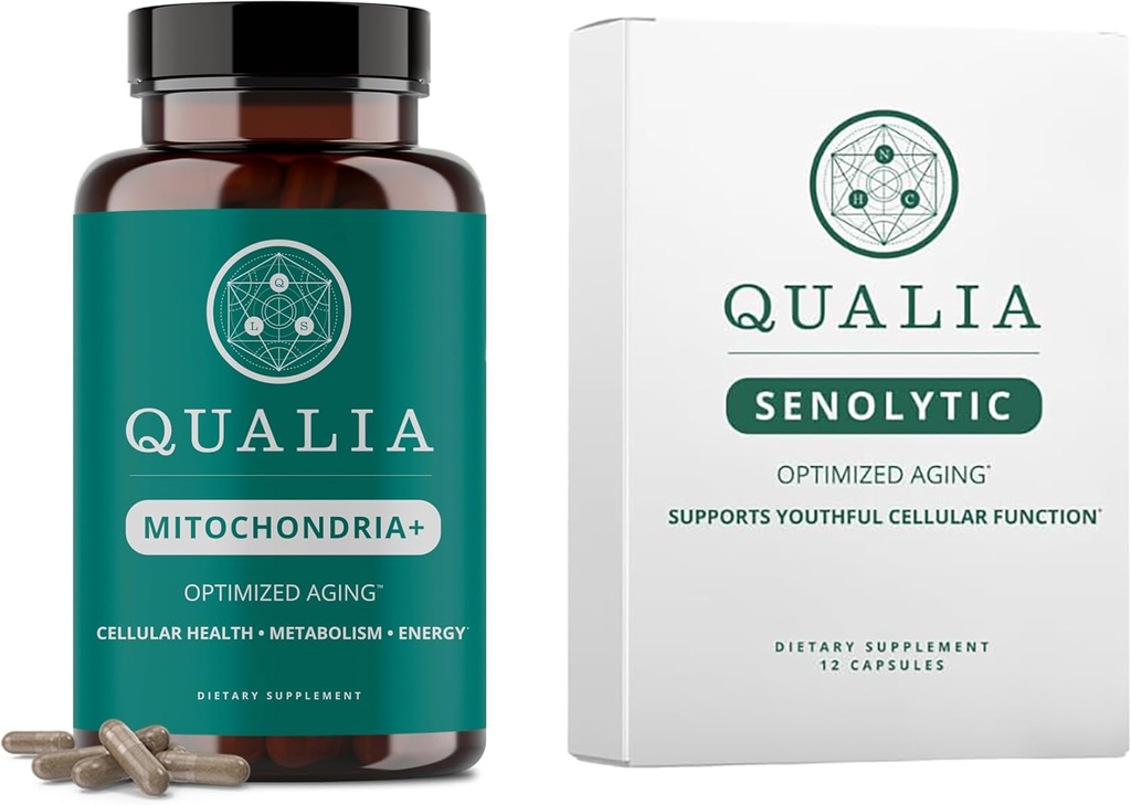 Qualia Life Sciences Bundle Qualia Mitochondria + & Qualia Senolytic, Aging Supplements som stöder optimal cellreparation och föryngring