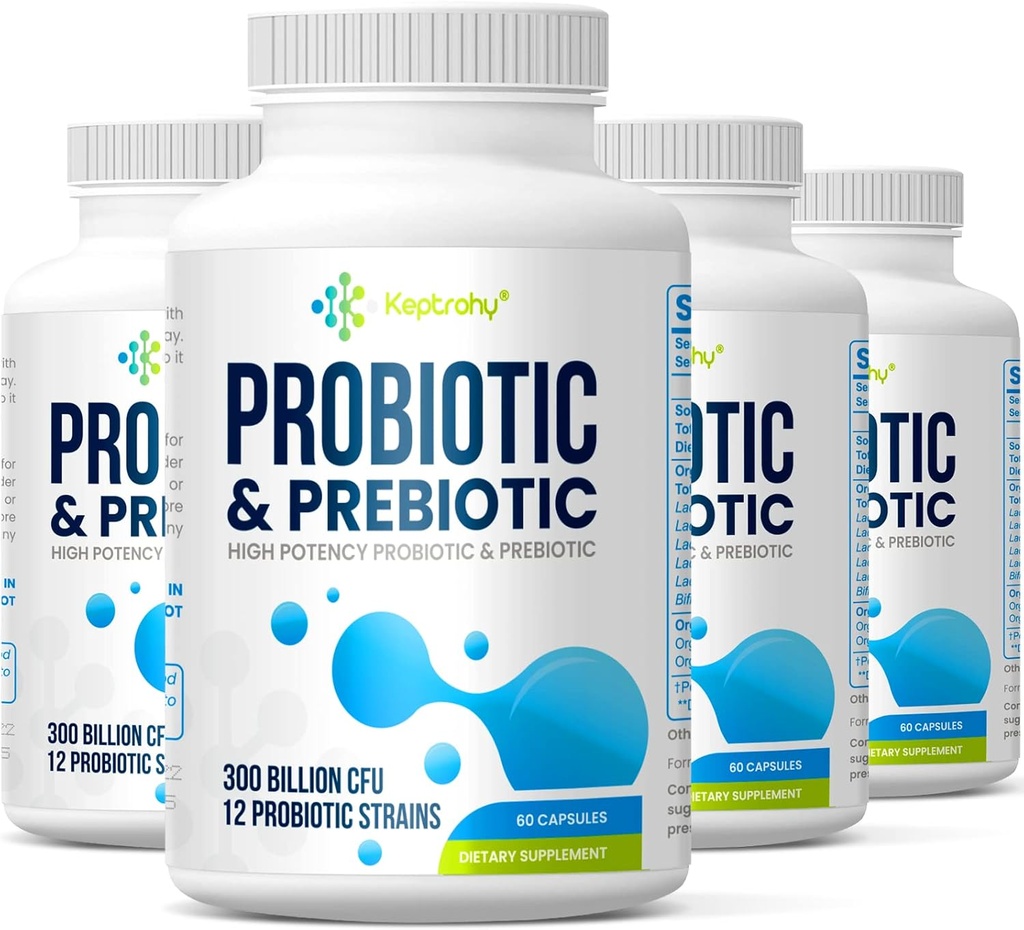 Probiootit naisille ja miehille, 300 miljardia PMY Probiootit 12 kantasta Probiootit, Organic Prebiootit Blend, Probiootti täydentää Gut Immuuni- ja ruoansulatuskanavan terveys, Hylly Vakaa, 240 kapselia