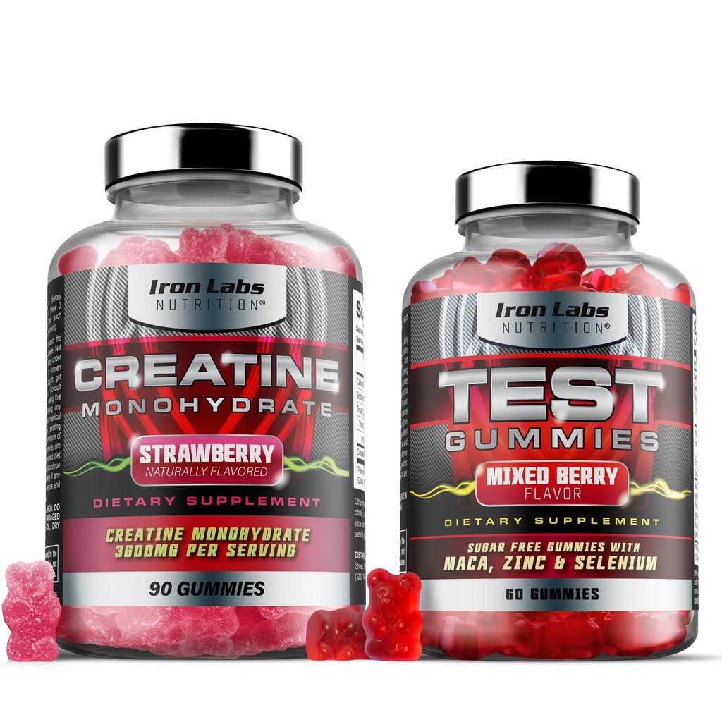 Lihas Gummy Bundle - Creatiini Monohydraatti Gummies & Testo Gummies miesten - Advanced Bundle