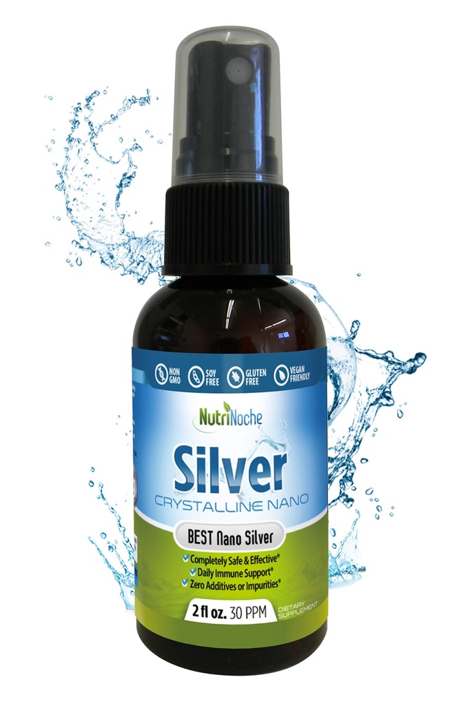 Nutrinoche Ultra Pure Kolloidinen Silver Spray - Erinomainen Päivittäinen Immuunituki - Organic 99.99% Nano Particles - Ultra Pure Silver Hydrosol - 2 Ounces - 30 ppm